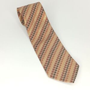 GEOFFREY BEENE Men’s Brown Silk Tie Dot Stripe Vintage Classic